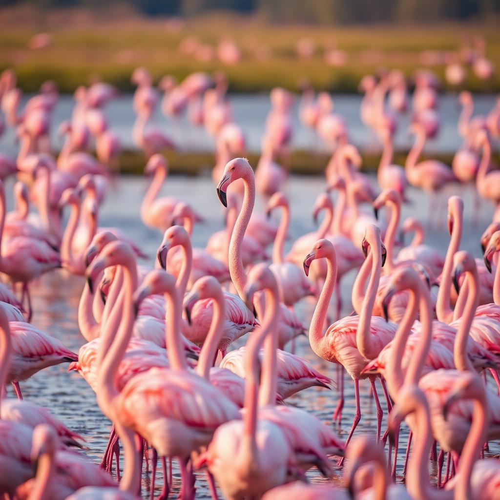 Colonie de flamants roses au Parc ornithologique du Pont de Gau en Camargue
